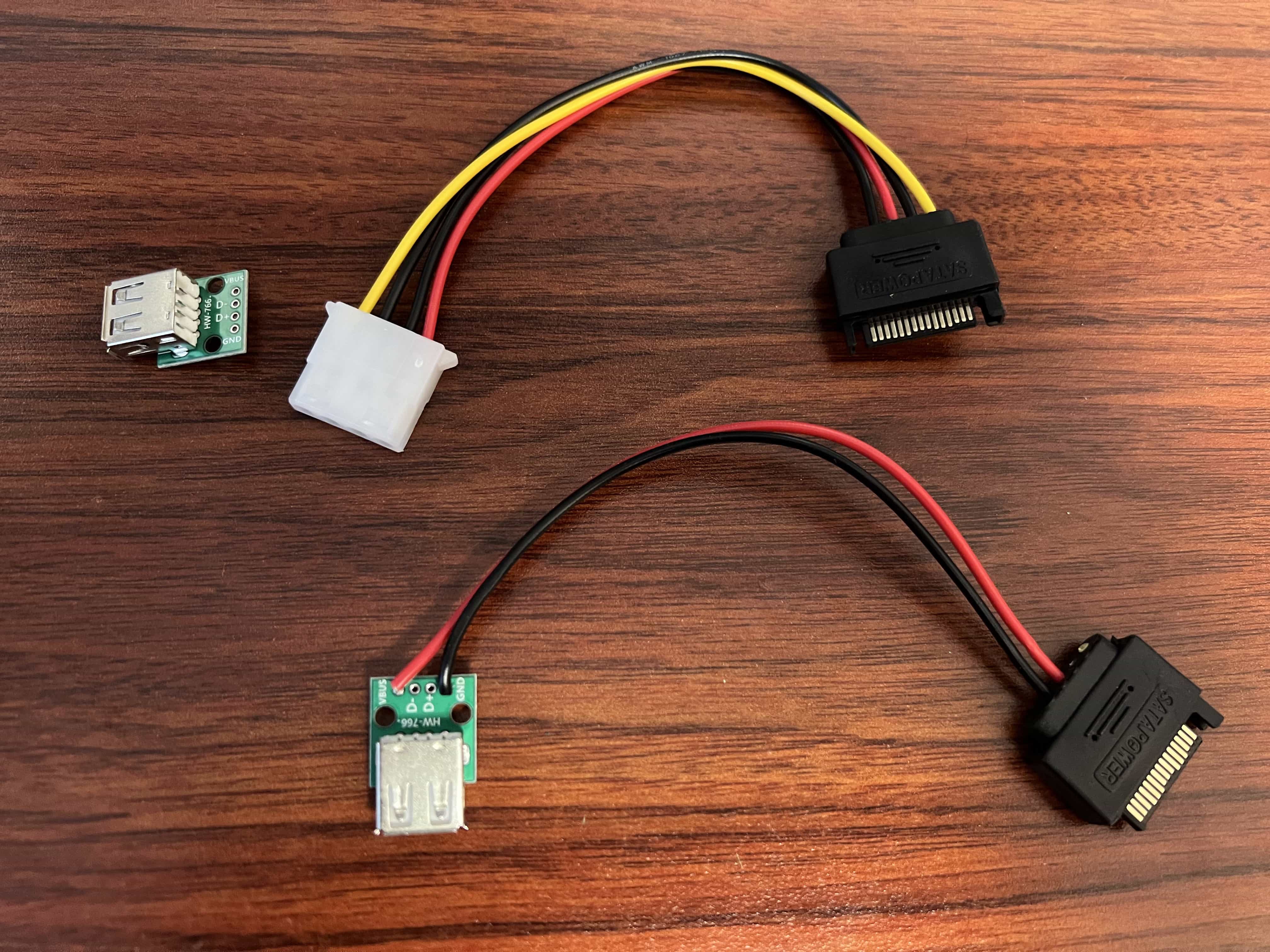 Custom SATA to USB power adapter for powering the screen